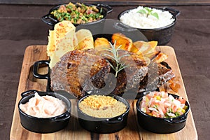 roasted beef with cassava rice salad typical Brazilian food