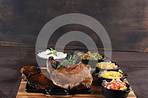 roasted beef with cassava rice salad typical Brazilian food
