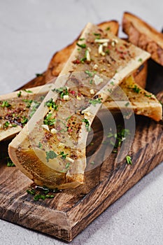 Roasted bone marrow closeup