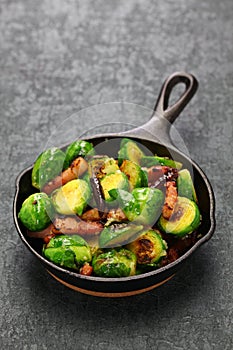 Roasted brussels sprouts with bacon photo