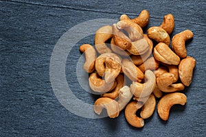 Roasted cashew nuts top view