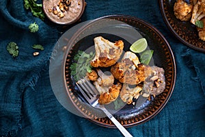 Roasted Cauliflower with Peanut Sauce