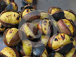 Roasted chestnuts closeup