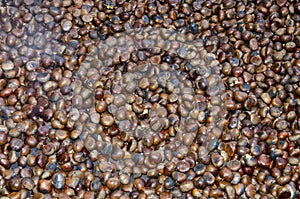 Roasted chestnuts cooked on the grill