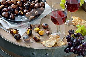 Roasted chestnuts and red wine