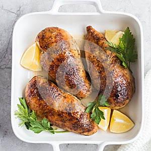 Roasted chicken breast with lemon and spicy herbs