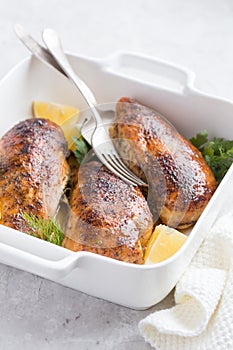 Roasted chicken breast with lemon and spicy herbs