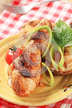 Roasted chicken drumstick