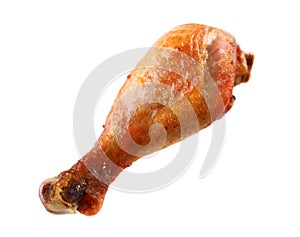 Roasted chicken leg isolated on white