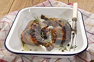 Roasted chicken legs with rosemary