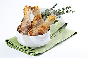 Roasted chicken legs with thyme