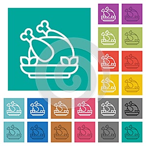 Roasted chicken outline square flat multi colored icons photo