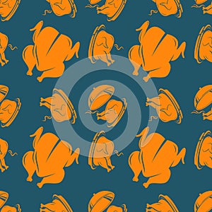 Roasted Chicken Pattern Design. Vector