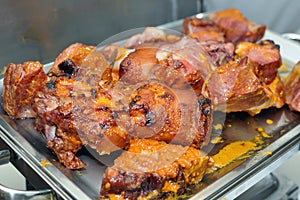 Roasted chicken prepared on the bowls