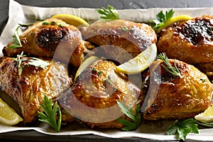 Roasted chicken thighs