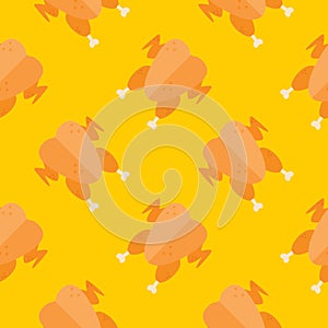 roasted chicken or turkey seamless pattern vector illustration