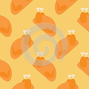 roasted chicken or turkey seamless pattern vector illustration