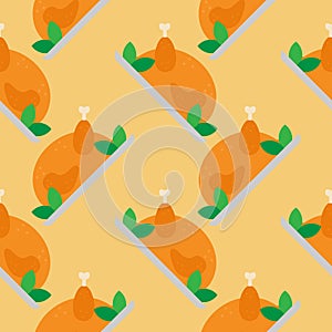 roasted chicken or turkey seamless pattern vector illustration