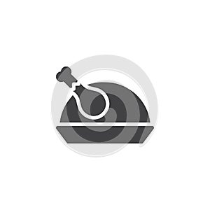 Roasted chicken vector icon