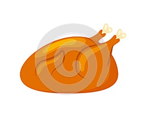 Roasted chicken vector illustration isolated on white background. Turkey vector