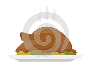 Roasted Christmas or Thanksgiving turkey on a tray