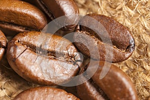 Roasted coffe beans macro