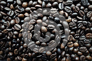 Roasted coffe beans texture