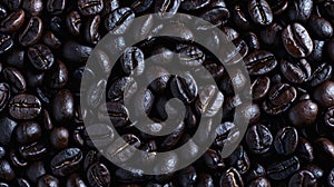 The roasted coffee beans.AI generated image