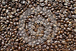 Roasted coffee beans for background