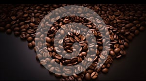 Roasted coffee beans background, generative ai