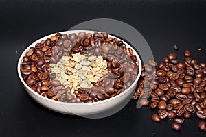 roasted coffee beans in a bowl