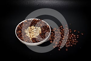 roasted coffee beans in a bowl