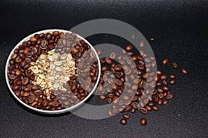 roasted coffee beans in a bowl