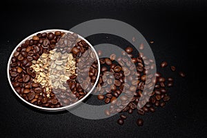 roasted coffee beans in a bowl