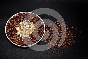 roasted coffee beans in a bowl