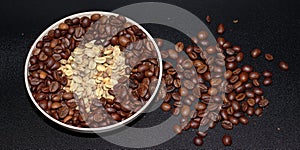 roasted coffee beans in a bowl