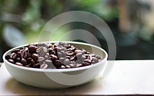 roasted coffee beans in a bowl