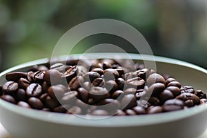 roasted coffee beans in a bowl