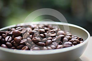 roasted coffee beans in a bowl