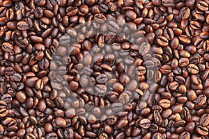 Roasted coffee beans, can be used as a background. Coffee Beans