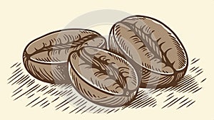 Roasted coffee beans closeup. Aromatic coffee and beverage design. vector design Generative AI