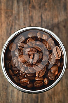 Roasted coffee beans in Coffee Machine Filter