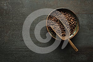 Coffee beans background close up