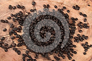 Roasted coffee beans. Detail view of the texture