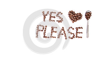 Roasted coffee beans displayed on a table