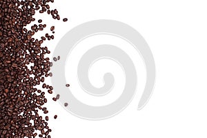 Roasted coffee beans isolated over white background
