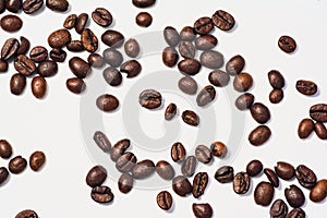 Roasted coffee beans isolated on white background