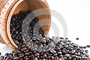 roasted coffee beans isolated in white background cutout photo