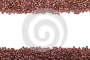 Roasted coffee beans isolated on white background (horizontal)