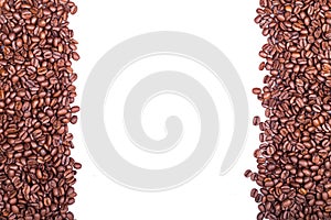 Roasted coffee beans isolated on white background (vertical)